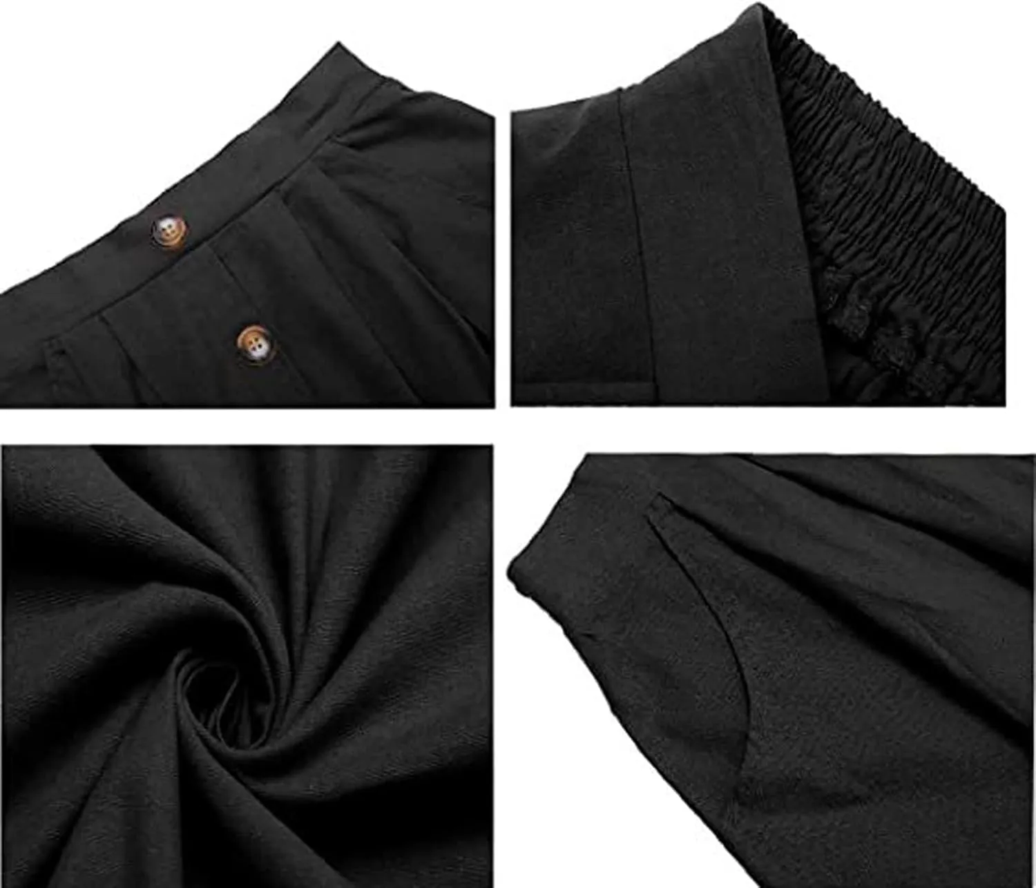 CHARTOU Women Elastic High Waisted Pleated Midi Skirt Button Front Flowy A Line Midi Skirt Knee Length Pockets
