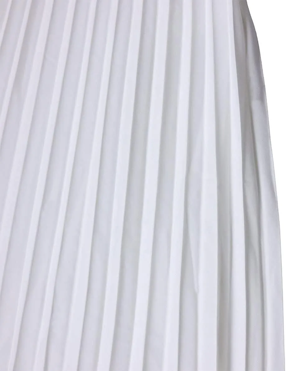 CHARTOU Women Elastic Waist Maxi Pleated Skirt Ruffle Long Skirt Club Party Flowy A Line Skirt with Belt