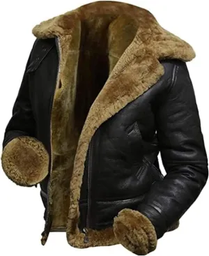 CHAYELL Women's Leather Jacket with Hood Faux Fur Shearling Aviator Pilot Bomber Genuine Sheepskin Leather Jackets for Women
