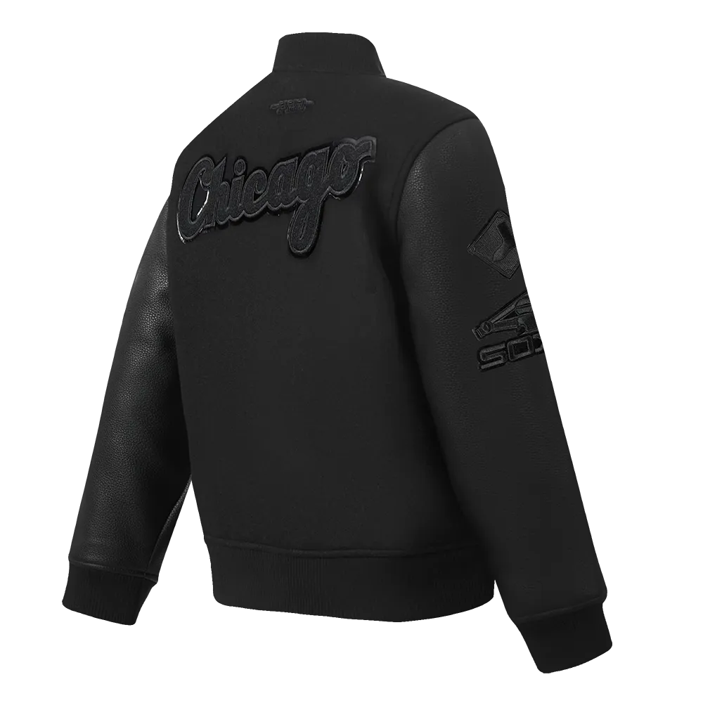 CHICAGO WHITE SOX TRIPLE BLACK BIG BOYS WOOL VARSITY JACKET (JET BLACK)