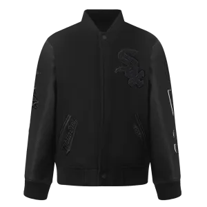 CHICAGO WHITE SOX TRIPLE BLACK BIG BOYS WOOL VARSITY JACKET (JET BLACK)