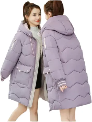 CJQJPNZ Down Jackets Female Winter Coat Women's Parkas Hooded Warm Winter Jacket Coat Cotton Padded Jacket-