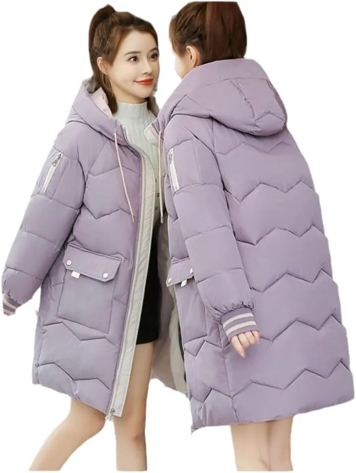 CJQJPNZ Down Jackets Female Winter Coat Women's Parkas Hooded Warm Winter Jacket Coat Cotton Padded Jacket-