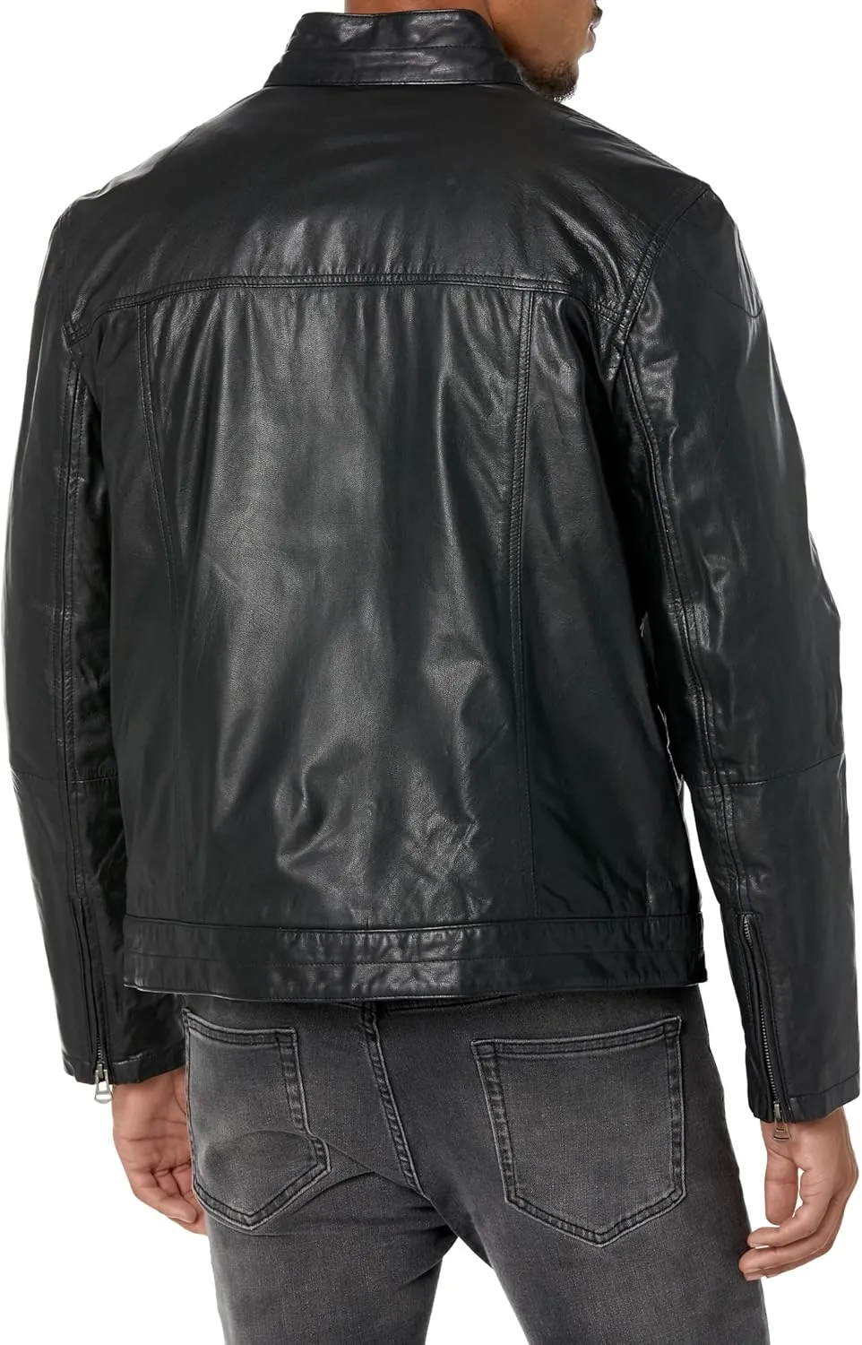Cole Haan Men's Washed Leather Trucker Jacket