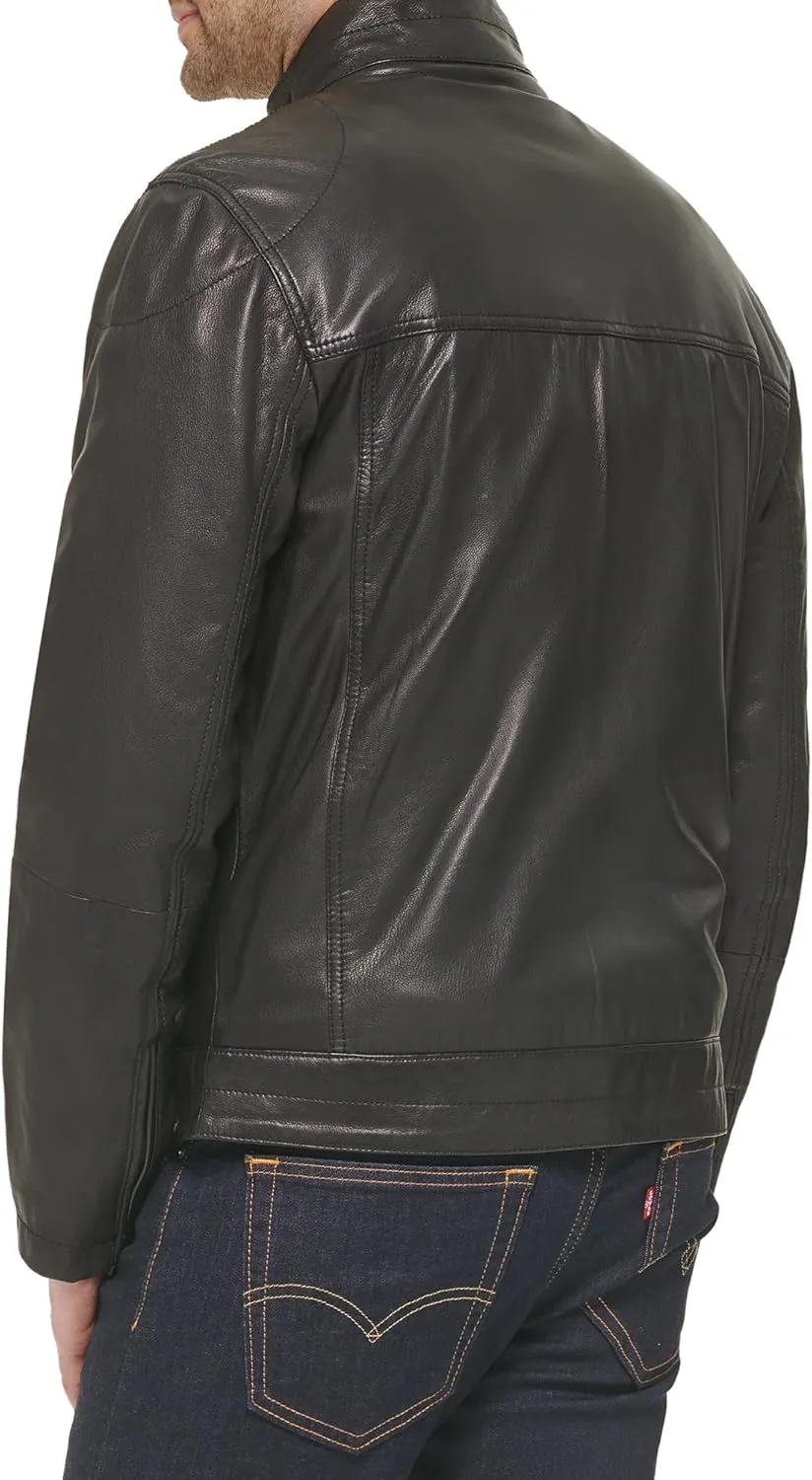Cole Haan Men's Washed Leather Trucker Jacket