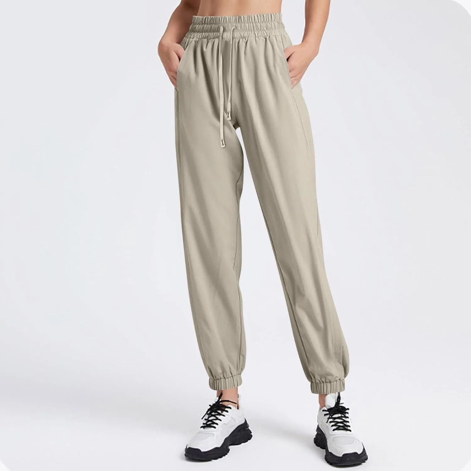 Cotton Linen Womens Sweatpants,Women's Pants Wide Leg Flowy Trousers with Pockets High Waisted Business Casual