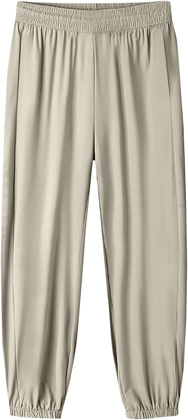 Cotton Linen Womens Sweatpants,Women's Pants Wide Leg Flowy Trousers with Pockets High Waisted Business Casual