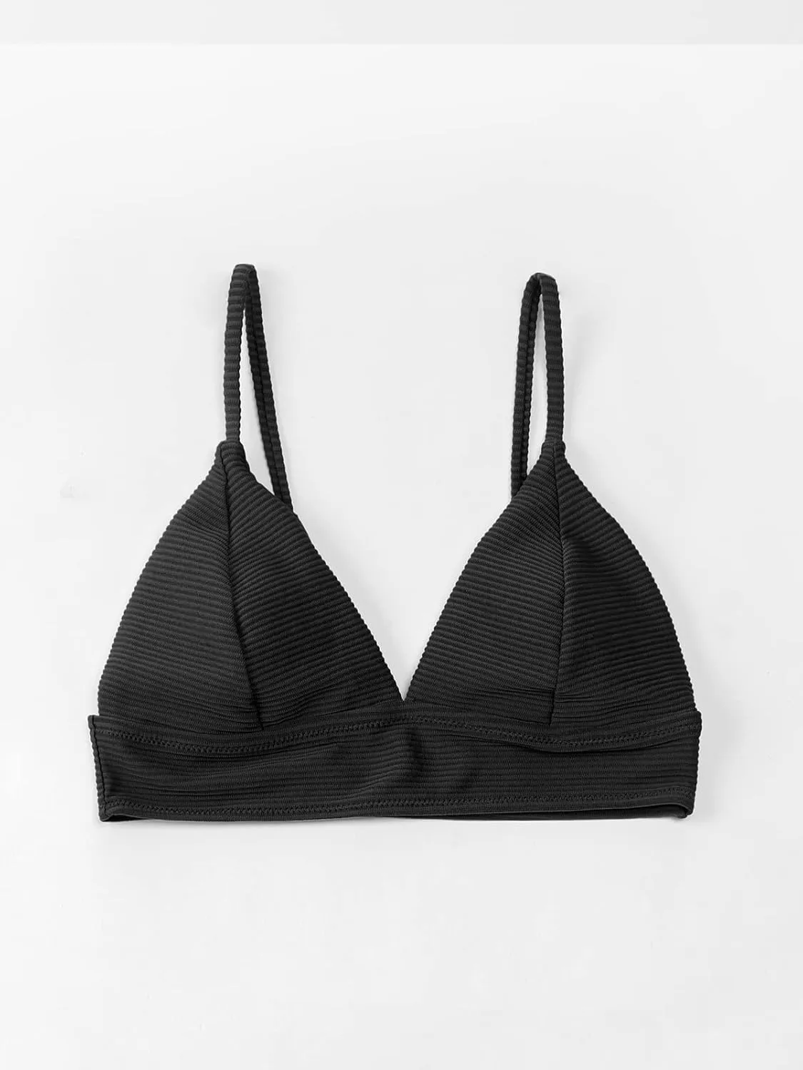 CUPSHE Bikini Top for Women Swimsuit V Neck Textured Bathing Suit