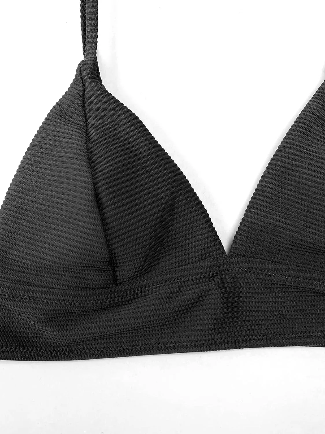 CUPSHE Bikini Top for Women Swimsuit V Neck Textured Bathing Suit
