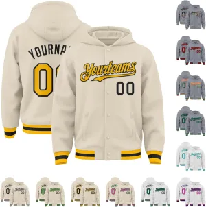 Custom Varsity Baseball Hoodie Jacket Cotton Blend Leather Sleeve Letterman Bomber Jacket Stitched Letters Logo S-5XL