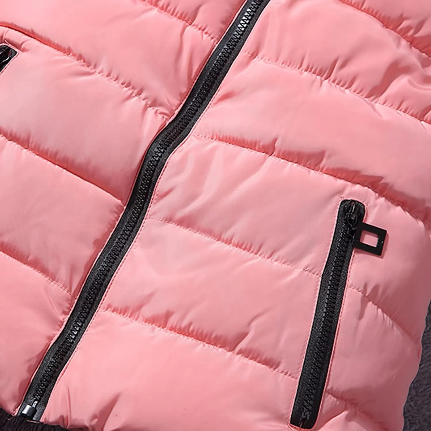 Dademeo Womens Puffer Vest with Fur Hood Winter Slim Fit Cropped Vest Coat Casual Outerwear Sleeveless Cotton-Padded Jacket