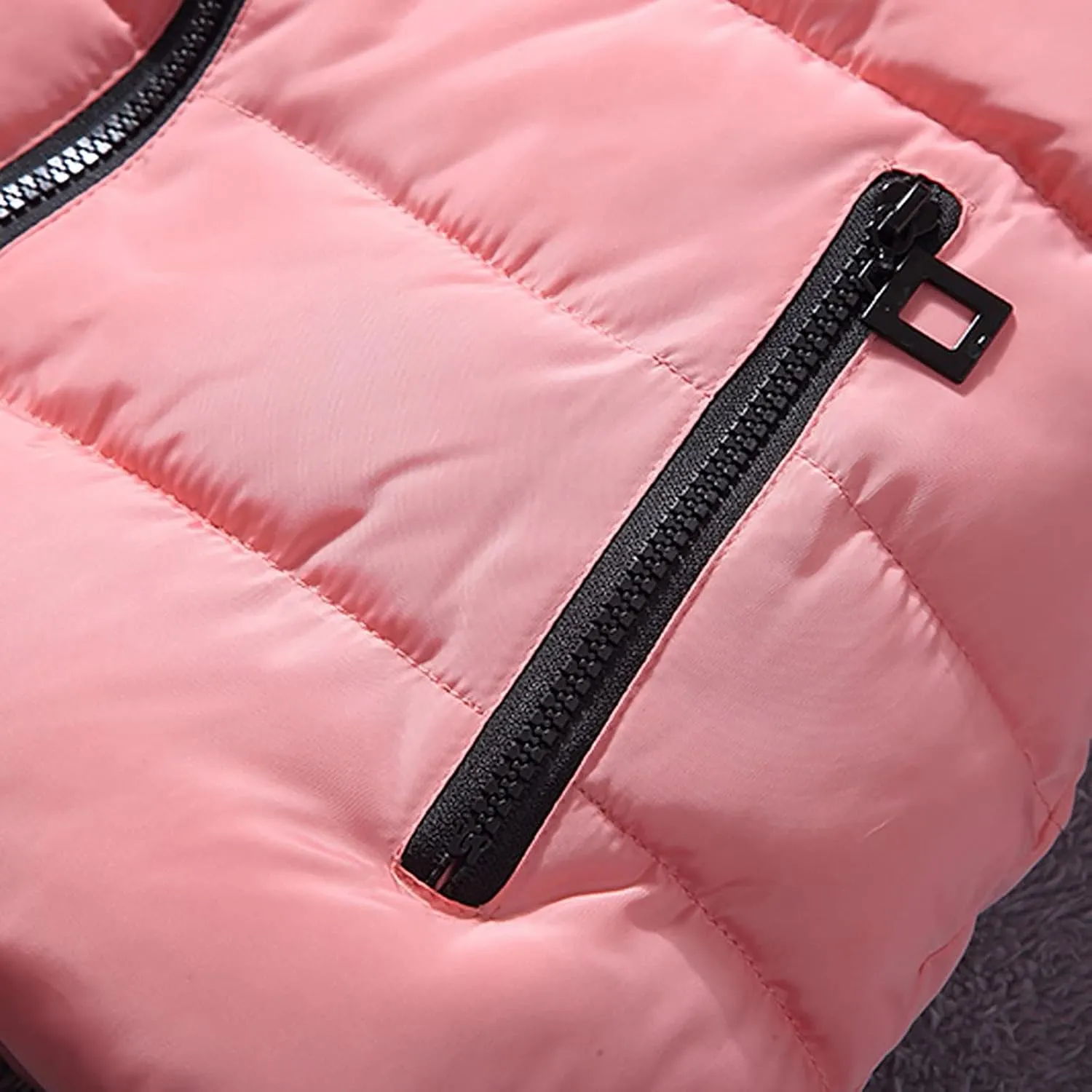 Dademeo Womens Puffer Vest with Fur Hood Winter Slim Fit Cropped Vest Coat Casual Outerwear Sleeveless Cotton-Padded Jacket