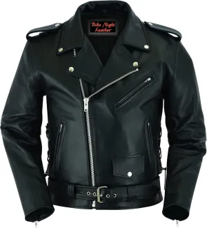 Daniel Smart Men Motorcycle Leather Jacket Black Economy Biker Leather Jacket with Concealment Armory Pocket