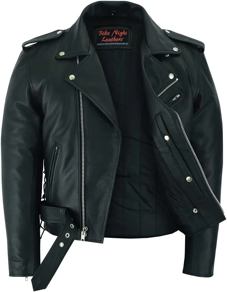 Daniel Smart Men Motorcycle Leather Jacket Black Economy Biker Leather Jacket with Concealment Armory Pocket