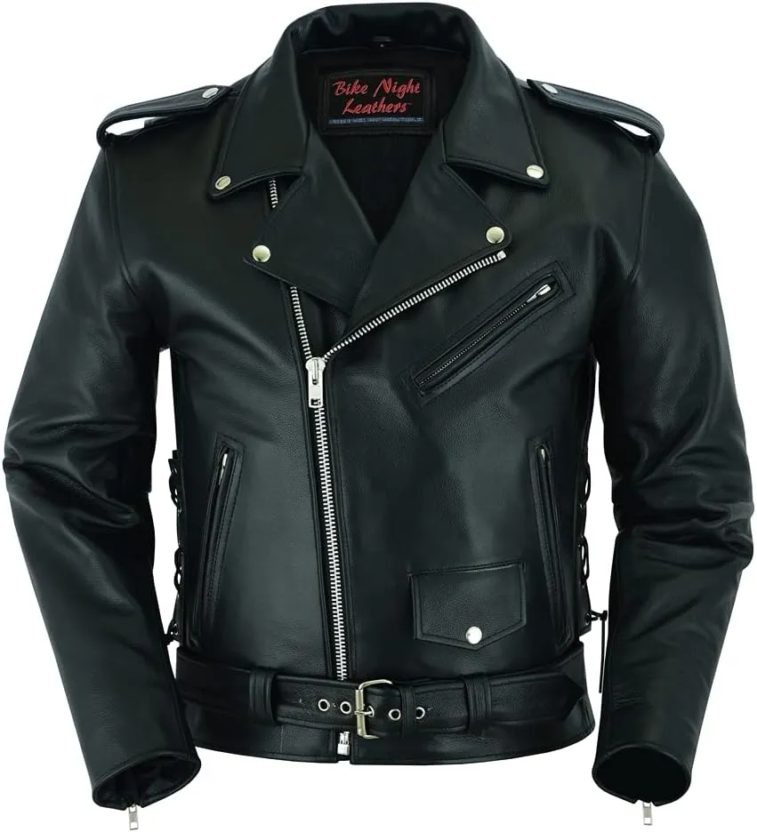 Daniel Smart Men Motorcycle Leather Jacket Black Economy Biker Leather Jacket with Concealment Armory Pocket