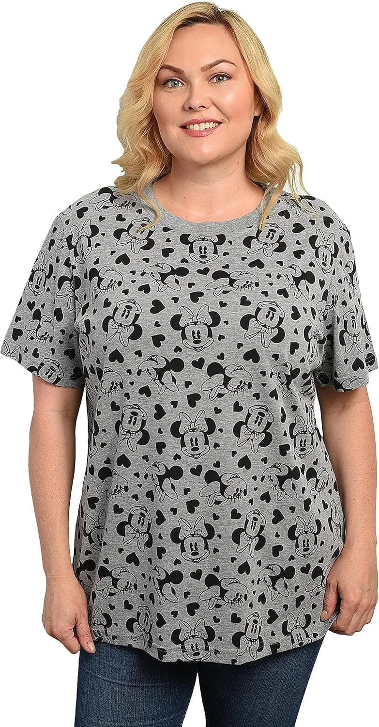 Disney Womens Plus Size T-Shirt Minnie Mouse Print