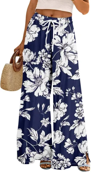 Dress Pants Women Petite High Waisted Wide Leg Summer Beach Vacation Women's Pants Boho Lounge Casual Palazzo Trousers