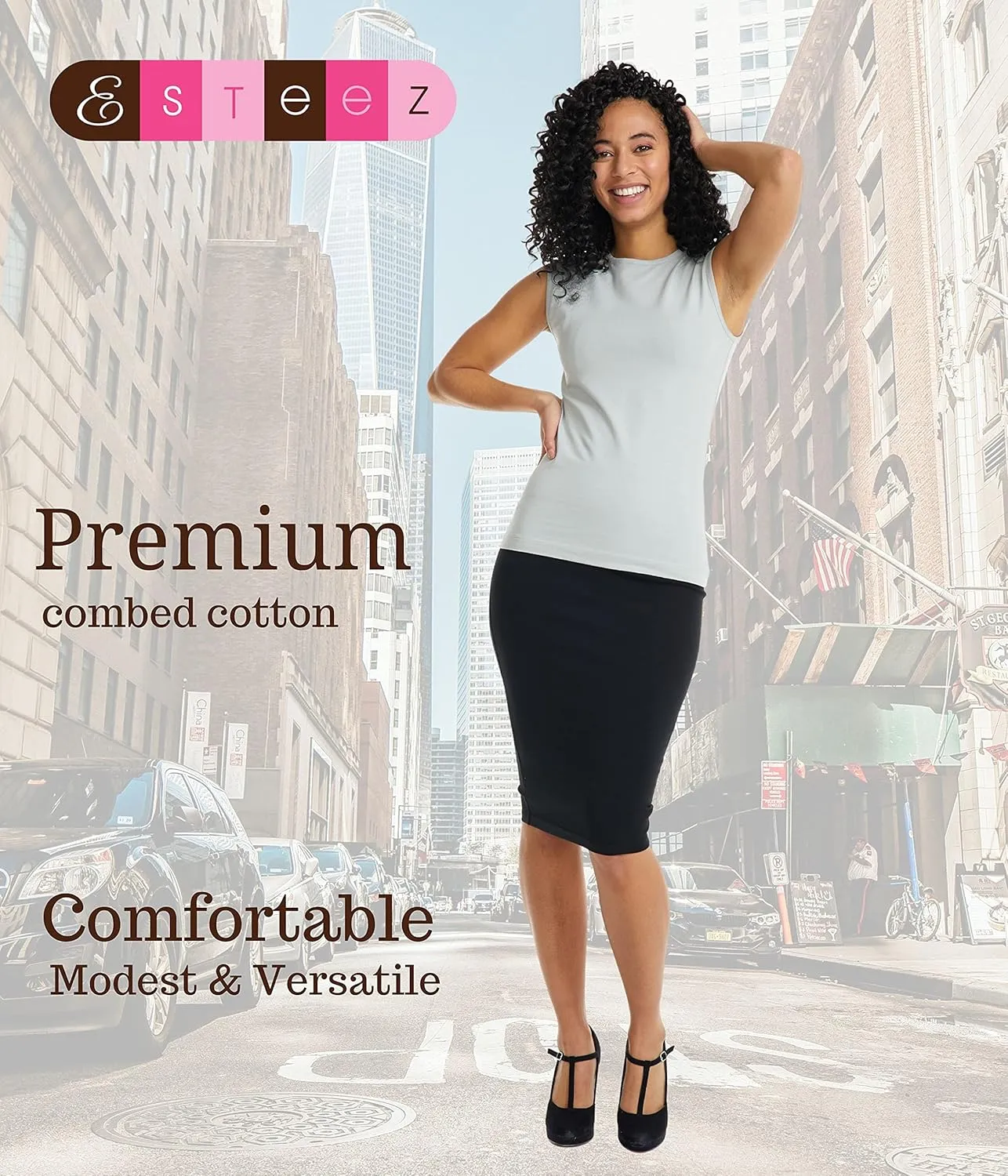 ESTEEZ Women's Tank Top Base Layering Camisole Fitted Sleeveless T-Shirt