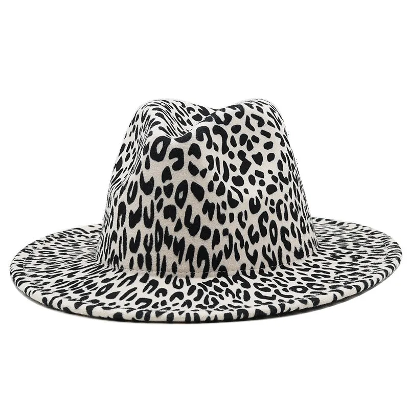 Fashionable White Leopard Print Wool Hat- Unisex