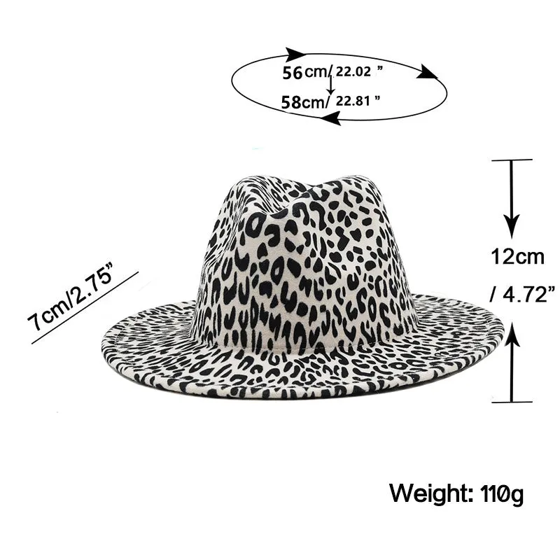 Fashionable White Leopard Print Wool Hat- Unisex