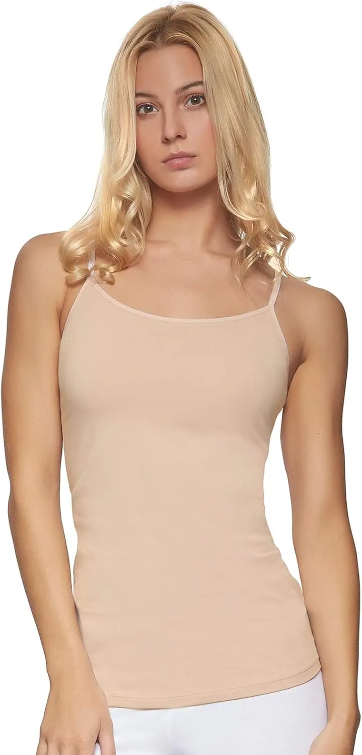 Felina Womens Cotton Modal Camisole, Adjustable Cotton Tank Top 3-Pack