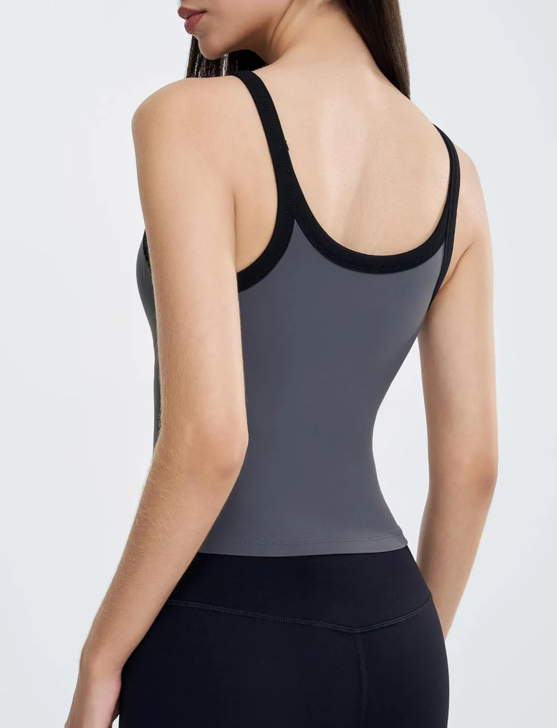 FEOYA Womens Workout Tank Top Scoop Neck Sports Bra Yoga Cami Top with Built-in Bra Fitness Padded Camisole