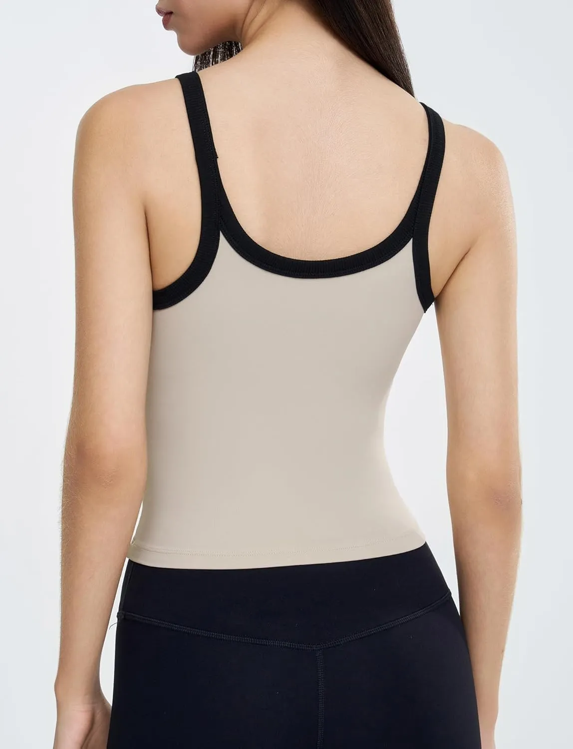 FEOYA Womens Workout Tank Top Scoop Neck Sports Bra Yoga Cami Top with Built-in Bra Fitness Padded Camisole