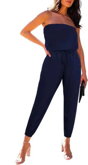 Fixmatti Women Tube Top Romper Strapless Bandeau Cold Shoulder Jumpsuit Outfits