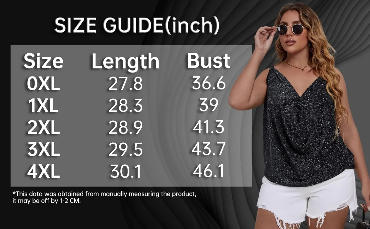 Floerns Women's Plus Size Glitter Draped Neck Sleeveless Backless Cami Top