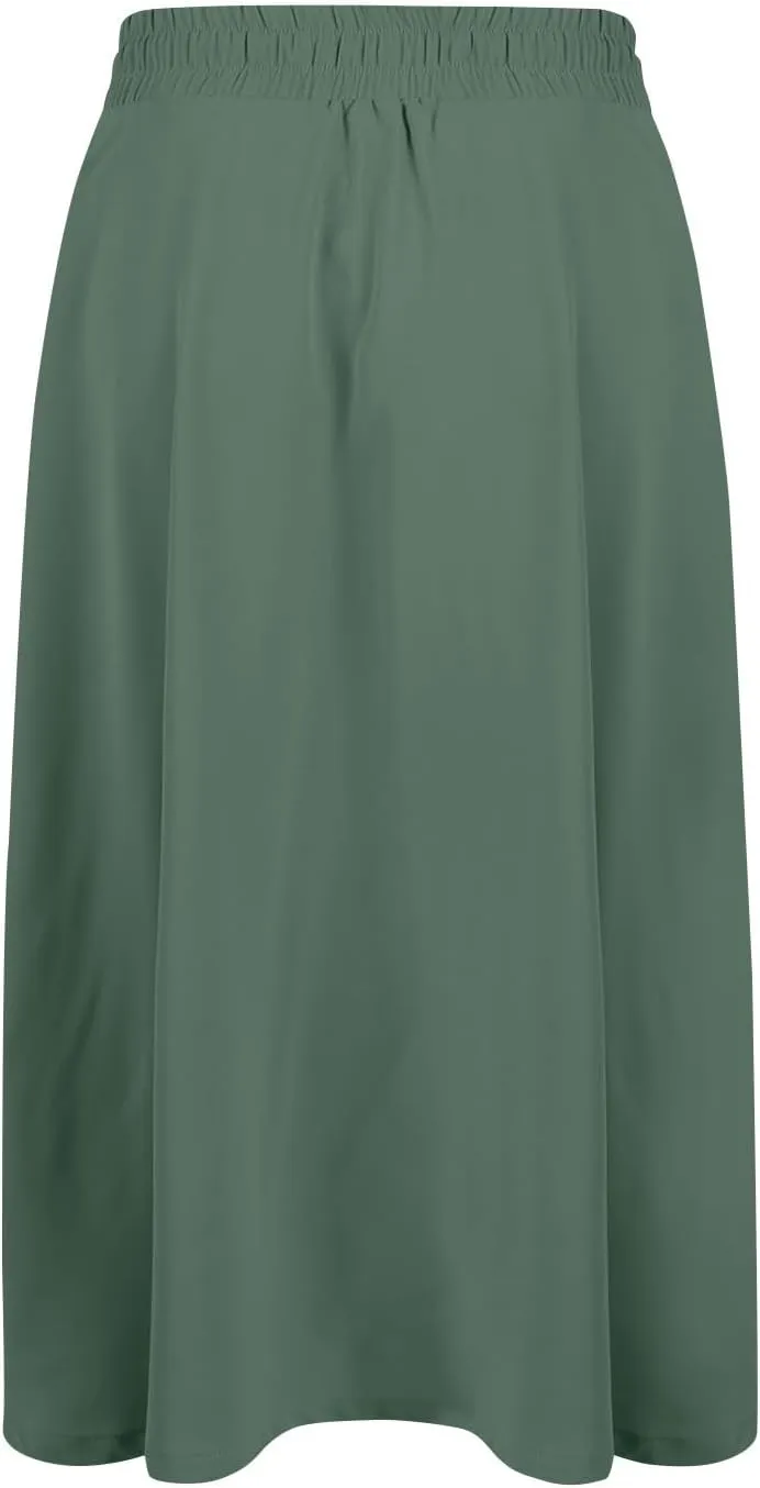 Floral Midi Skirt for Women Casual Drawstring Waist A-Line Skirts with Pockets Flowy Vintage Pleated Midi Skirts
