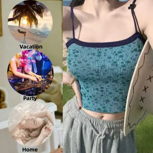 Floral Top Tops Women Girl Camisole Crop Square Neck Dancing Halter
