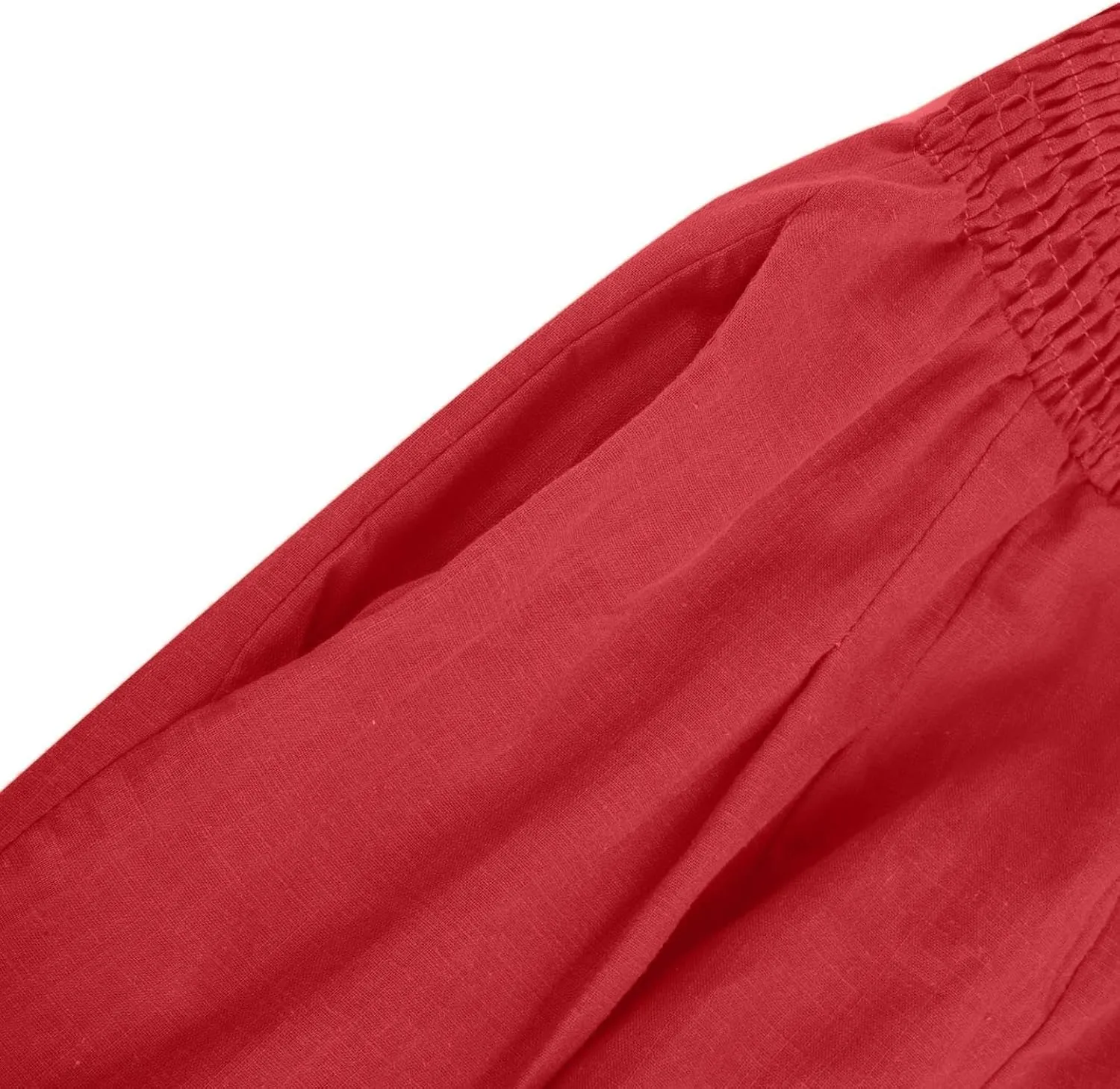 Flowy Linen Beach Pants for Women Wide Leg Pants Loose Baggy Slacks Summer Cotton High Waist Trouser with Pockets
