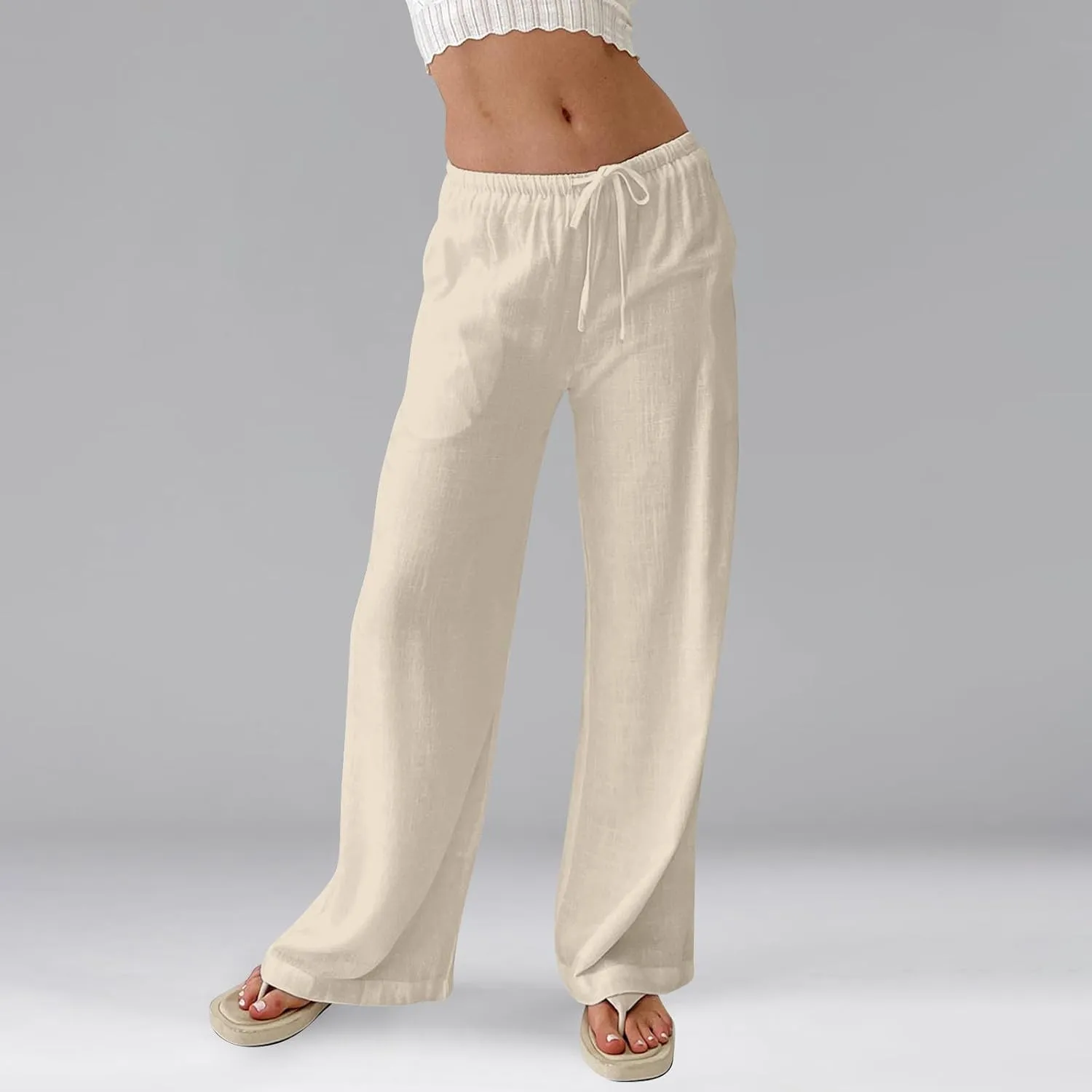 Flowy Wide Leg Pants Woman Baggy Drawstring Elastic Waist Gaucho Pants Lightweight Summer Boho Gauze Cover Up Pants