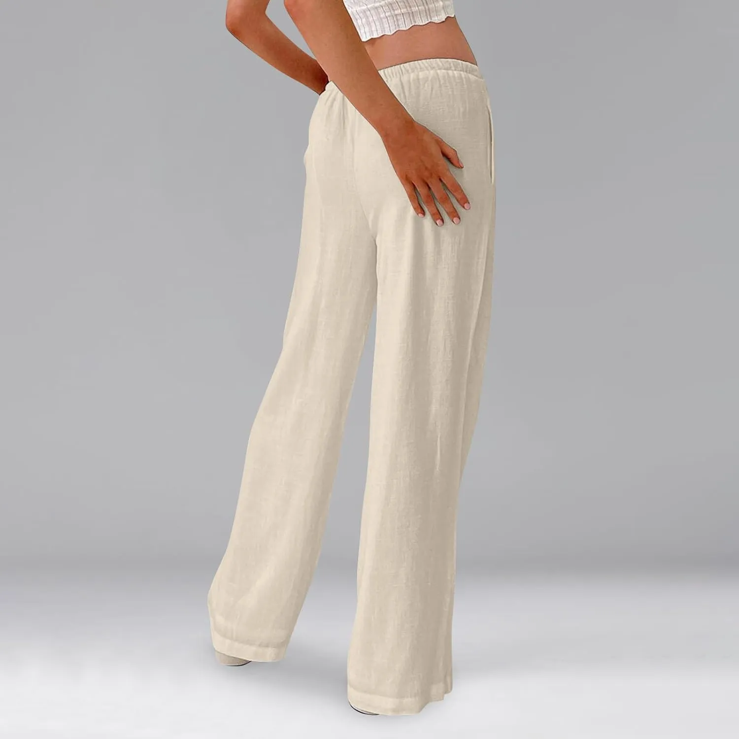 Flowy Wide Leg Pants Woman Baggy Drawstring Elastic Waist Gaucho Pants Lightweight Summer Boho Gauze Cover Up Pants