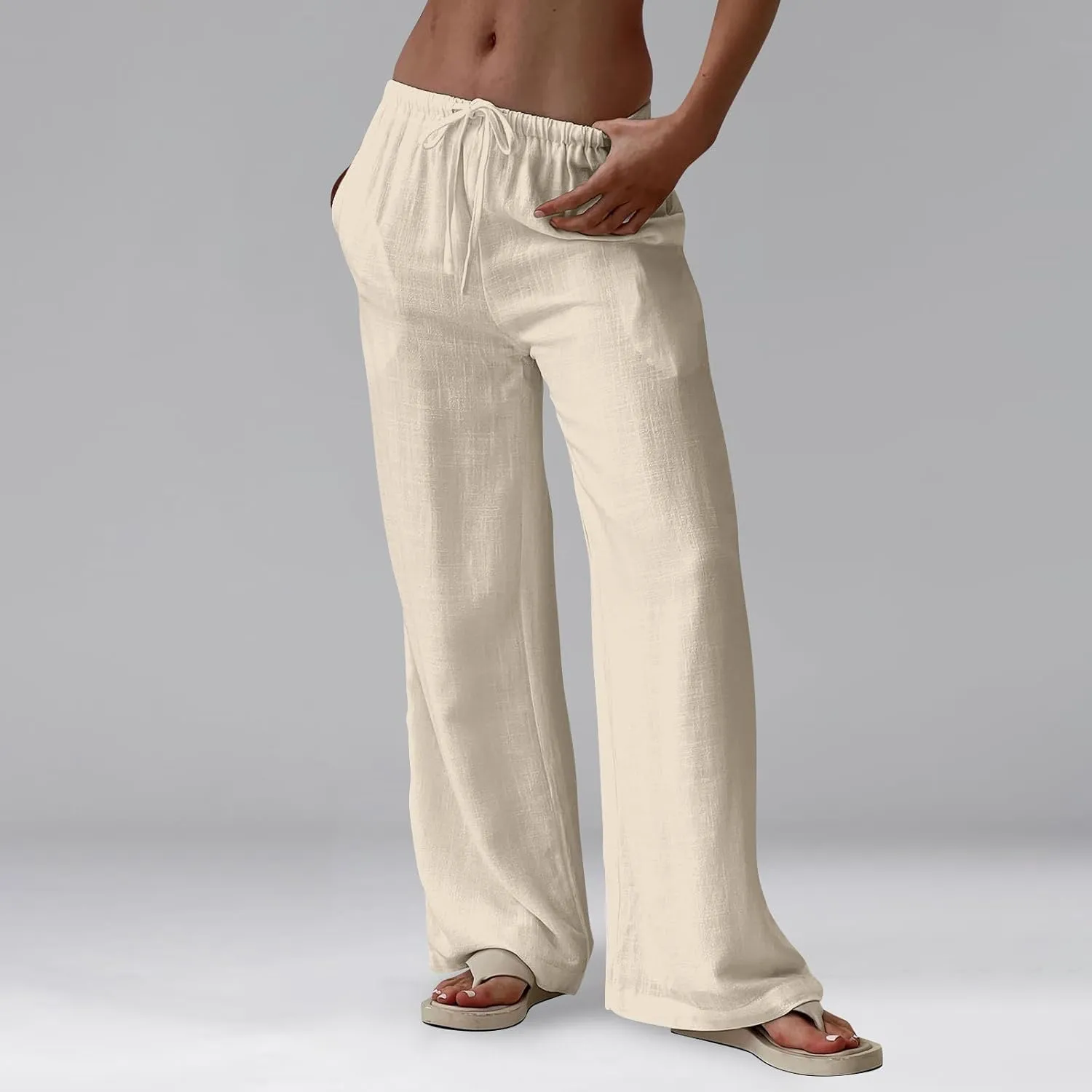 Flowy Wide Leg Pants Woman Baggy Drawstring Elastic Waist Gaucho Pants Lightweight Summer Boho Gauze Cover Up Pants