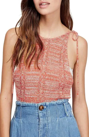 Free People Womens Bombshell Tie Shoulder Tank Crop Top Orange XS