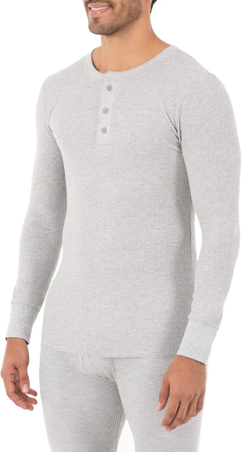 Fruit of the Loom Men's Classic Midweight Waffle Thermal Henley Top