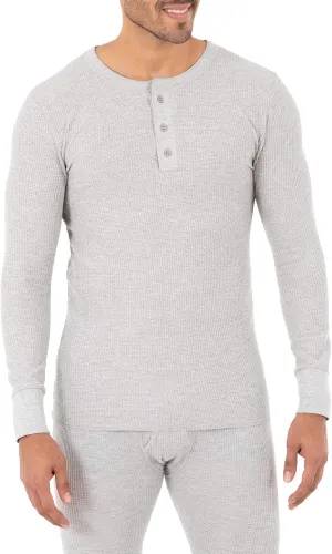 Fruit of the Loom Men's Classic Midweight Waffle Thermal Henley Top