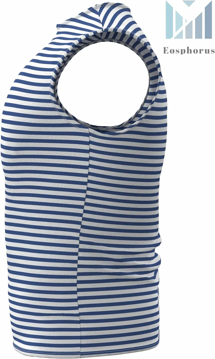 Genuine Striped Tank Top Sleeveless Shirt Light Blue Cotton Original Telnyashka 
