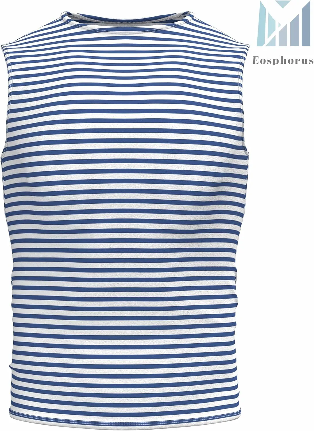 Genuine Striped Tank Top Sleeveless Shirt Light Blue Cotton Original Telnyashka 