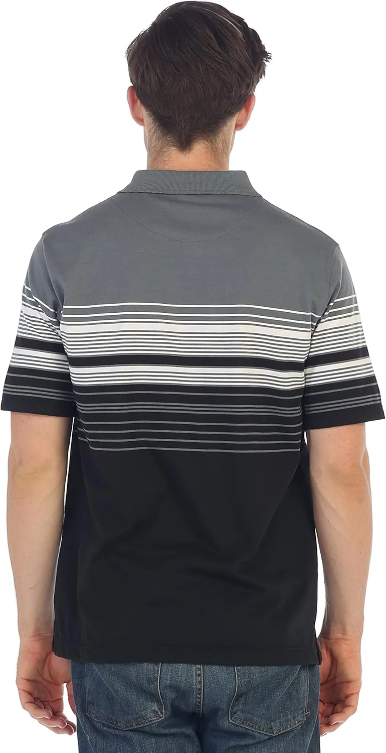Gioberti Mens Striped Polo Shirt with Pocket - Yarn Dye