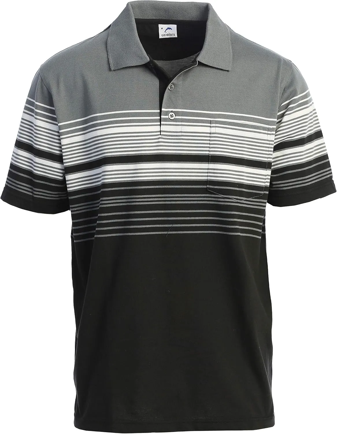 Gioberti Mens Striped Polo Shirt with Pocket - Yarn Dye