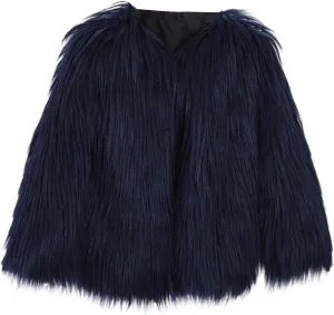 Girls Faux-Fur Jacket Winter Shaggy Dress Coats Thick Warm Fashion Purple Cool Clothes Costume Kids 3-10 Years
