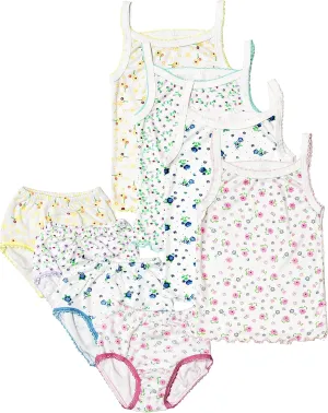 Girls' Matching Cotton Camisole Tank Top Undershirt & Underwear 8 Piece Set