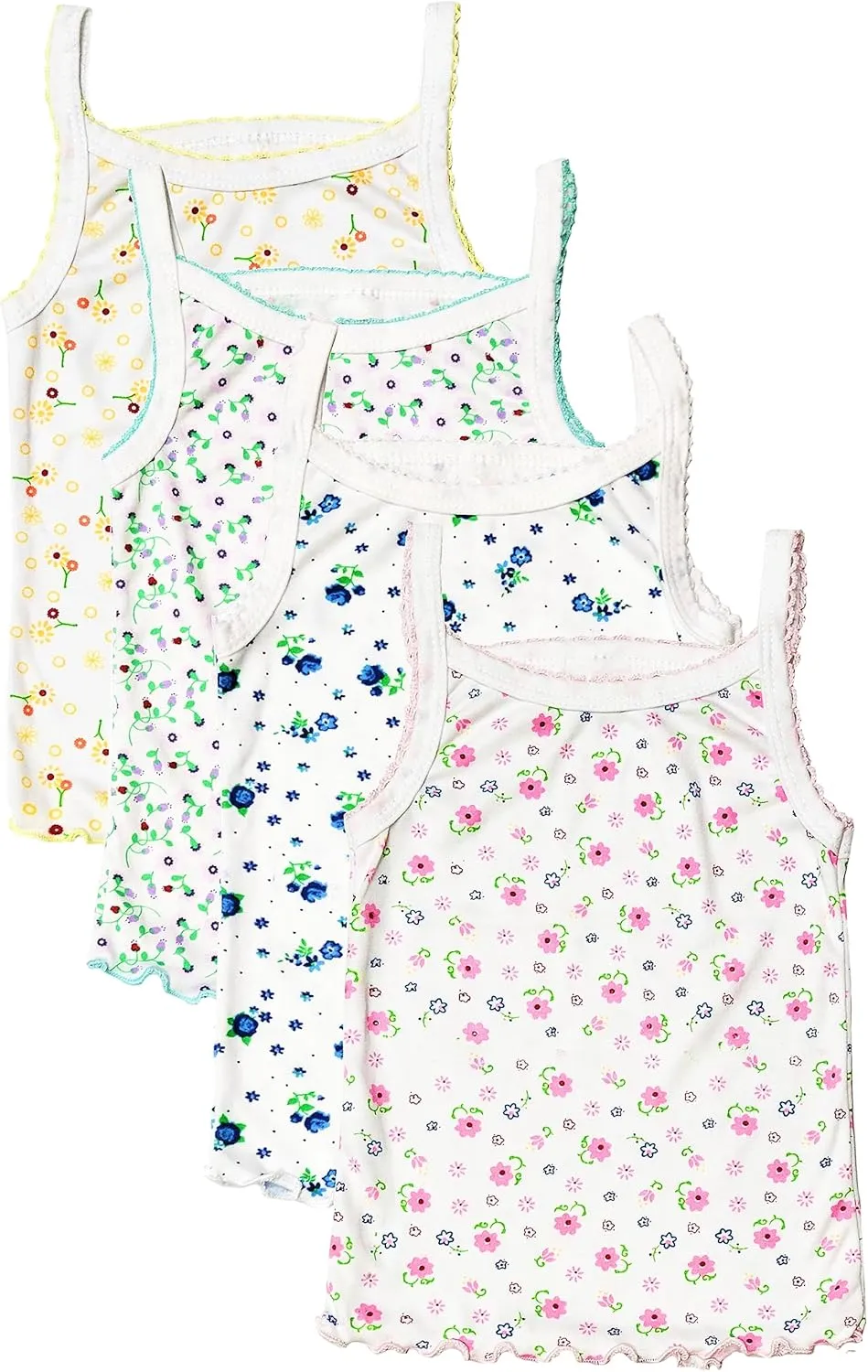 Girls' Matching Cotton Camisole Tank Top Undershirt & Underwear 8 Piece Set