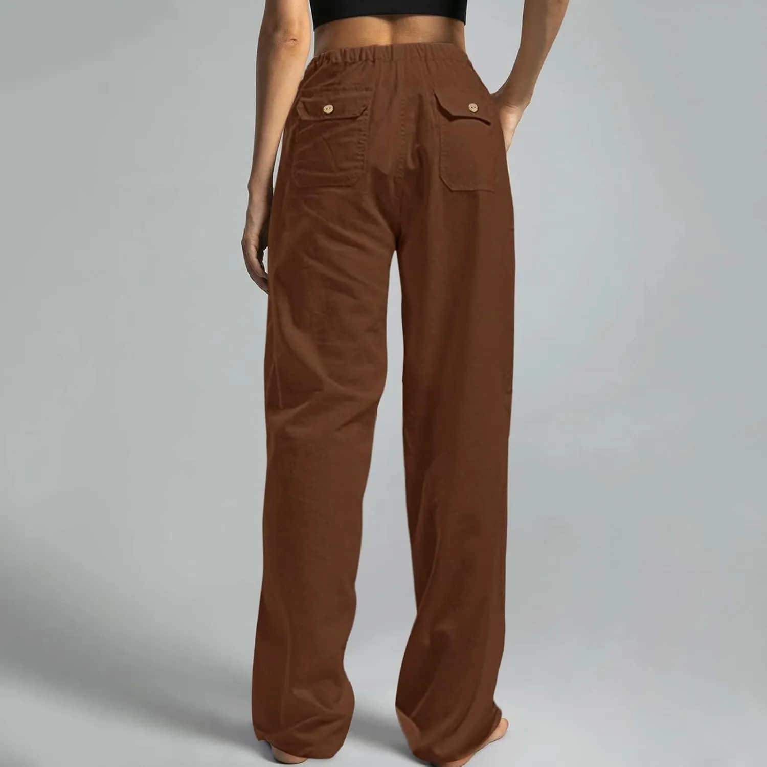 GOKKILRW Cotton Linen Pants Women Wide Leg Flowy Loose Palazzo Trousers Casual High Waist Slacks 2025 Beach Vacation Outfits