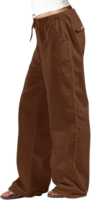 GOKKILRW Cotton Linen Pants Women Wide Leg Flowy Loose Palazzo Trousers Casual High Waist Slacks 2025 Beach Vacation Outfits