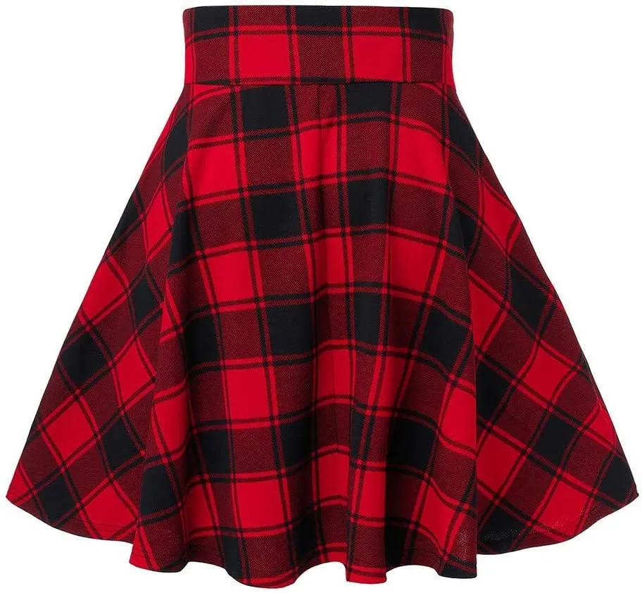 Gothic Plaid Mini Skirts for Women Punk Pleated Skirt Mini A Line Skirts Lace Up Goth Skirt High Waist Short Skirts