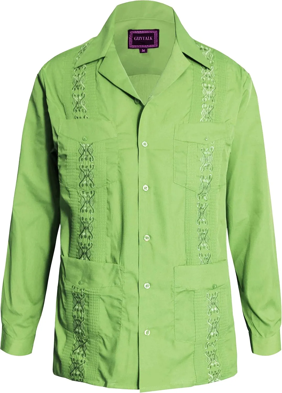 Guytalk Men's Cuban Guayabera Button-Down Long Sleeve Shirt