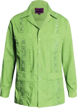 Guytalk Men's Cuban Guayabera Button-Down Long Sleeve Shirt